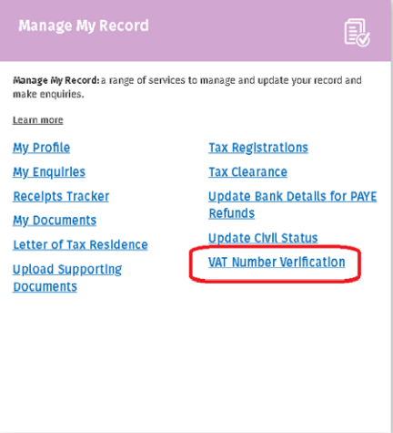Manage My Records panel in MyAccount